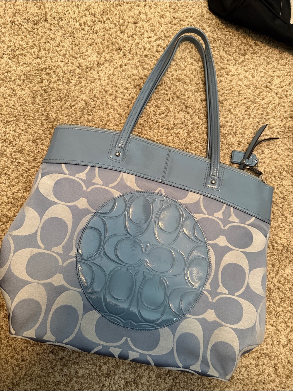 Coach Blue Signature Circle Tote